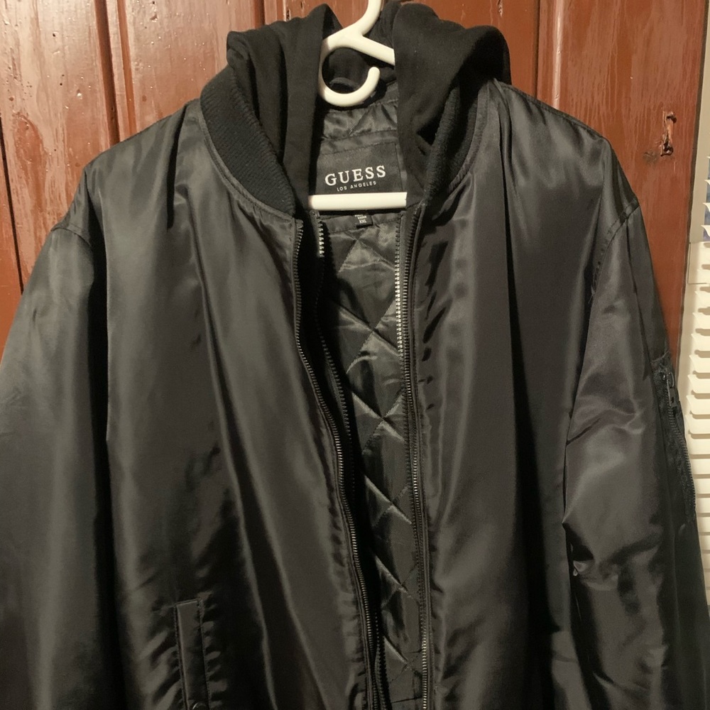 Guess black jacket with hoodie